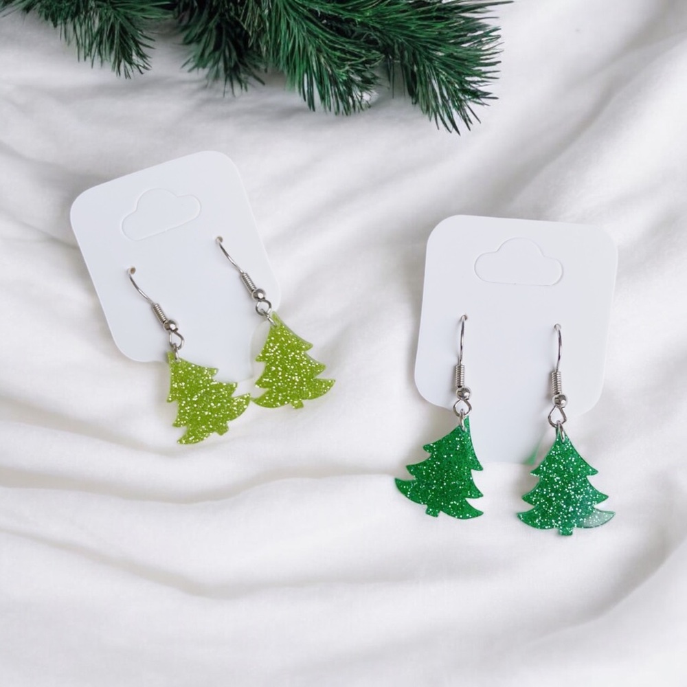 Christmas Tree Earrings Earrings Handmade Earrings Pine Tree Holiday Earrings